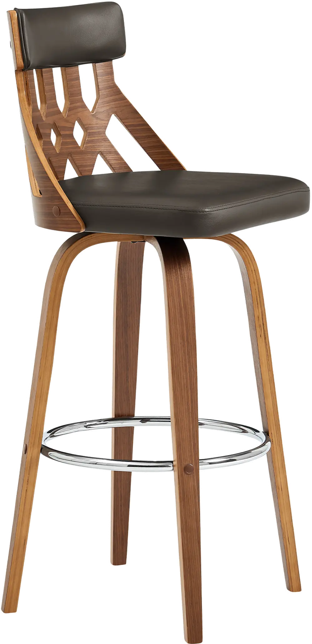 LCCXBAWABR26 Crux Brown and Walnut Swivel Counter Height Stool-1