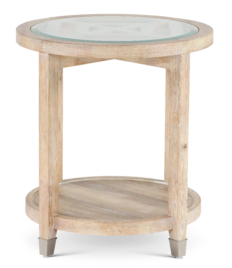 Morgan  Acacia Natural Glass Top End Table
