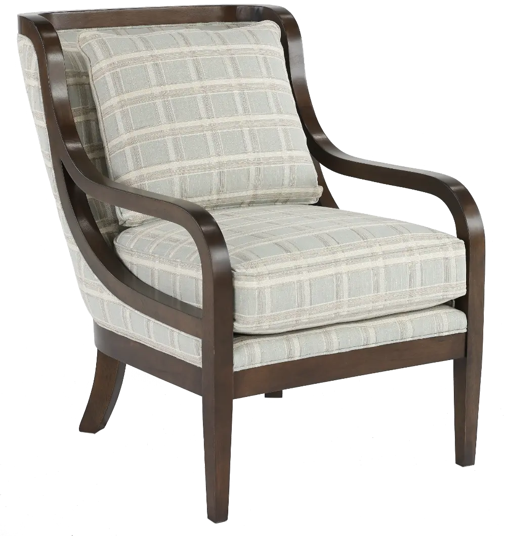 Marion Light Blue Plaid Accent Chair-1