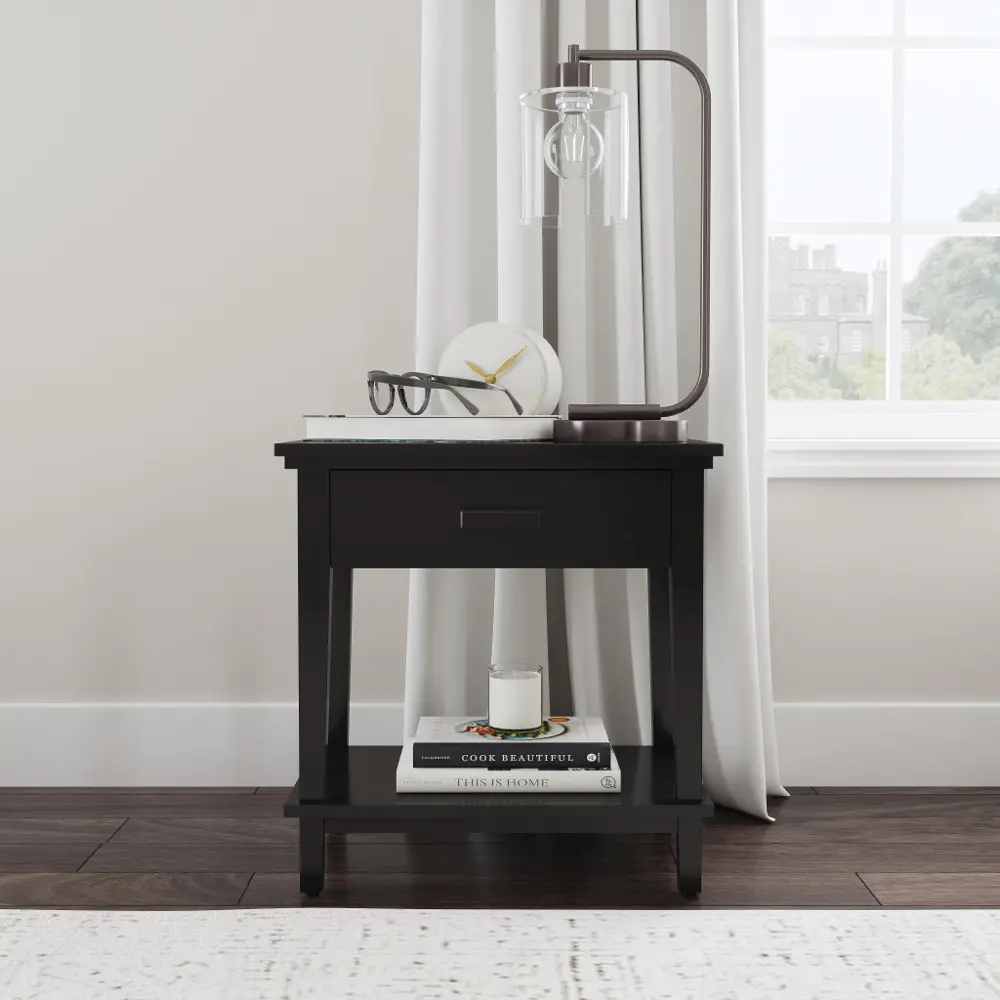 5911-42O Oak Park Black Nightstand with Open Storage-1