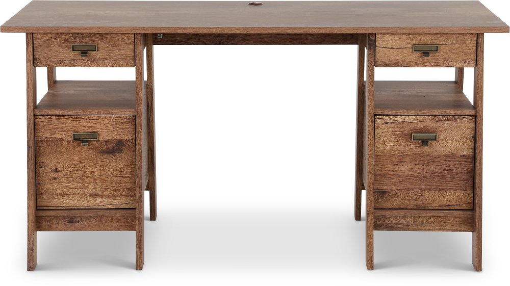 Trestle Vintage Oak Executive Office Desk