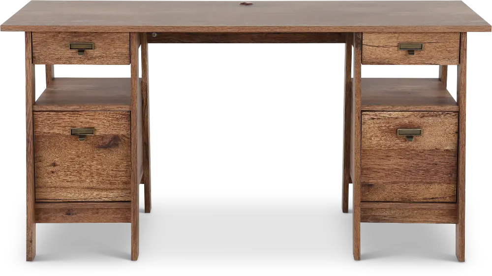 Trestle Vintage Oak Executive Office Desk-1