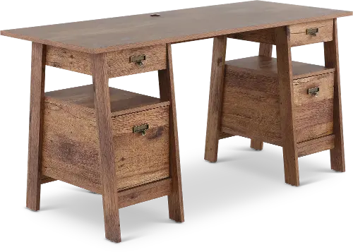 Trestle Vintage Oak Executive Office Desk RC Willey