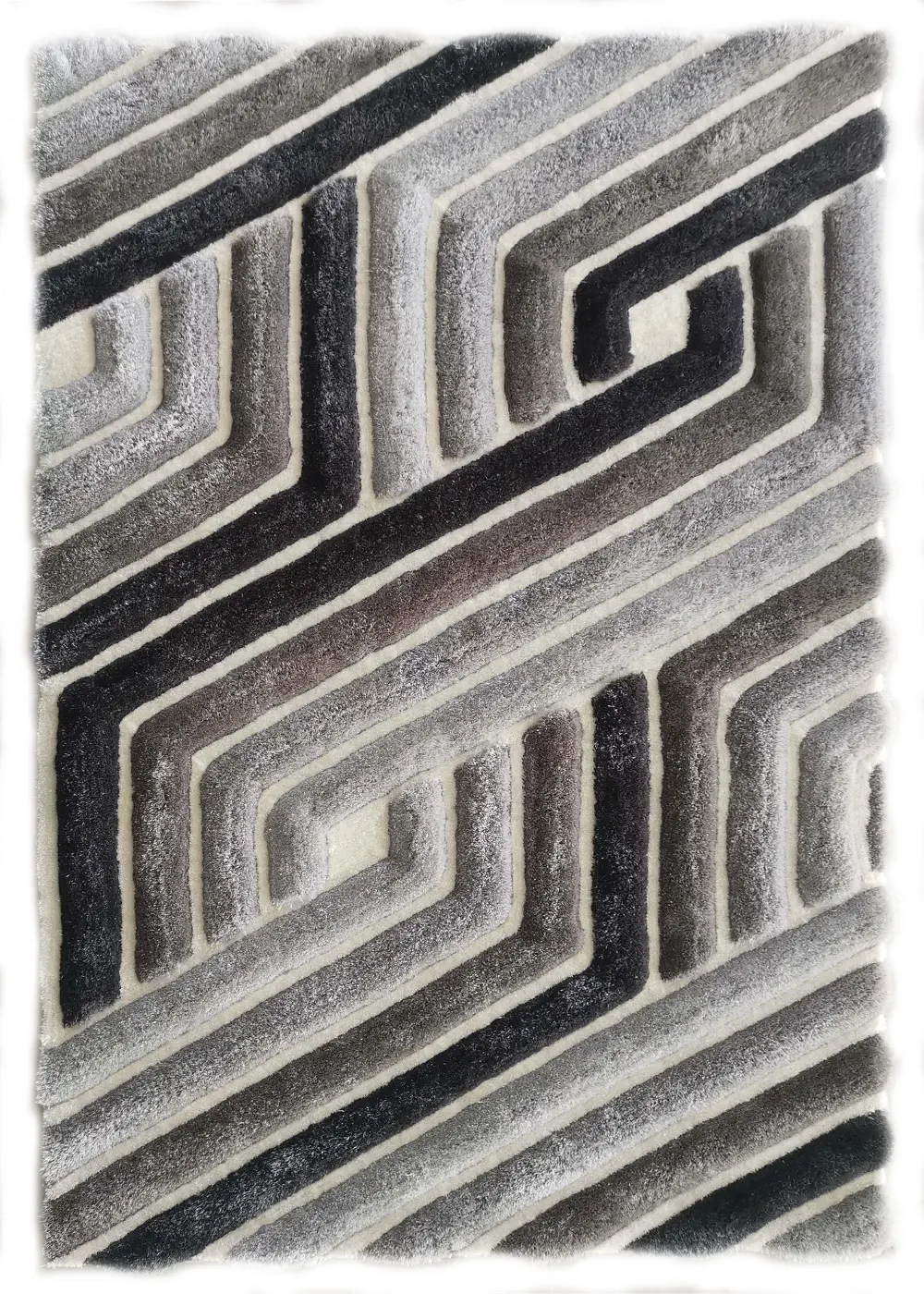Ripple 5 x 8 Grayscale Charcoal Area Rug-1
