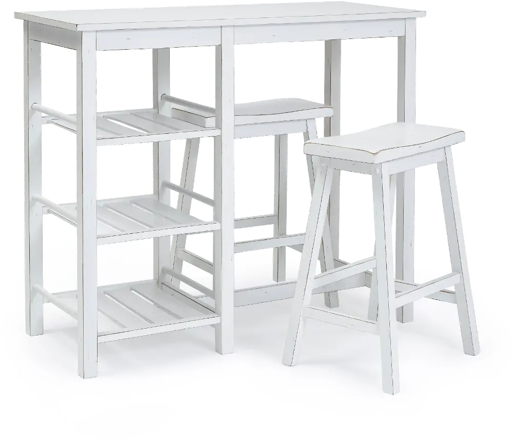 Breakfast Club White 3 Piece Counter Height Dining Room Set-1