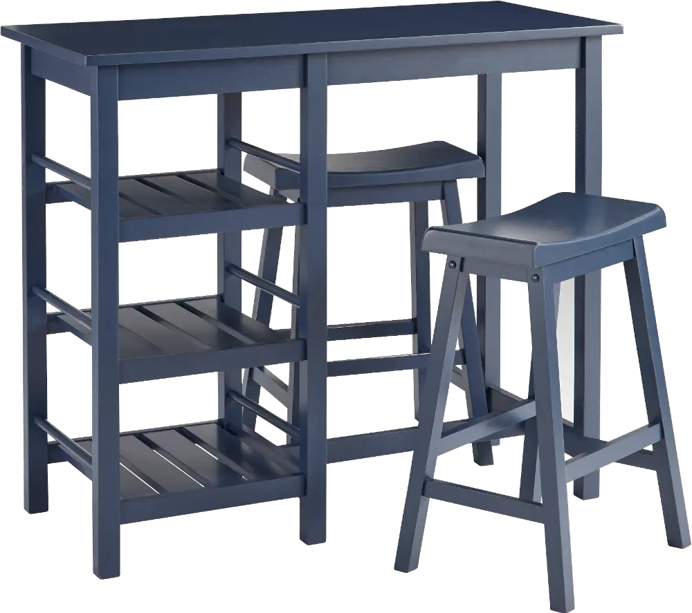 Breakfast Club Blue 3 Piece Counter Height Dining Room Set-1