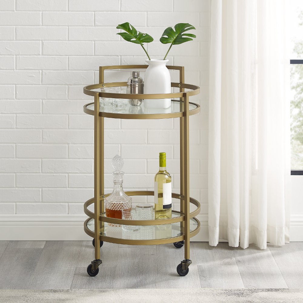 Bailey Gold Round Bar Cart