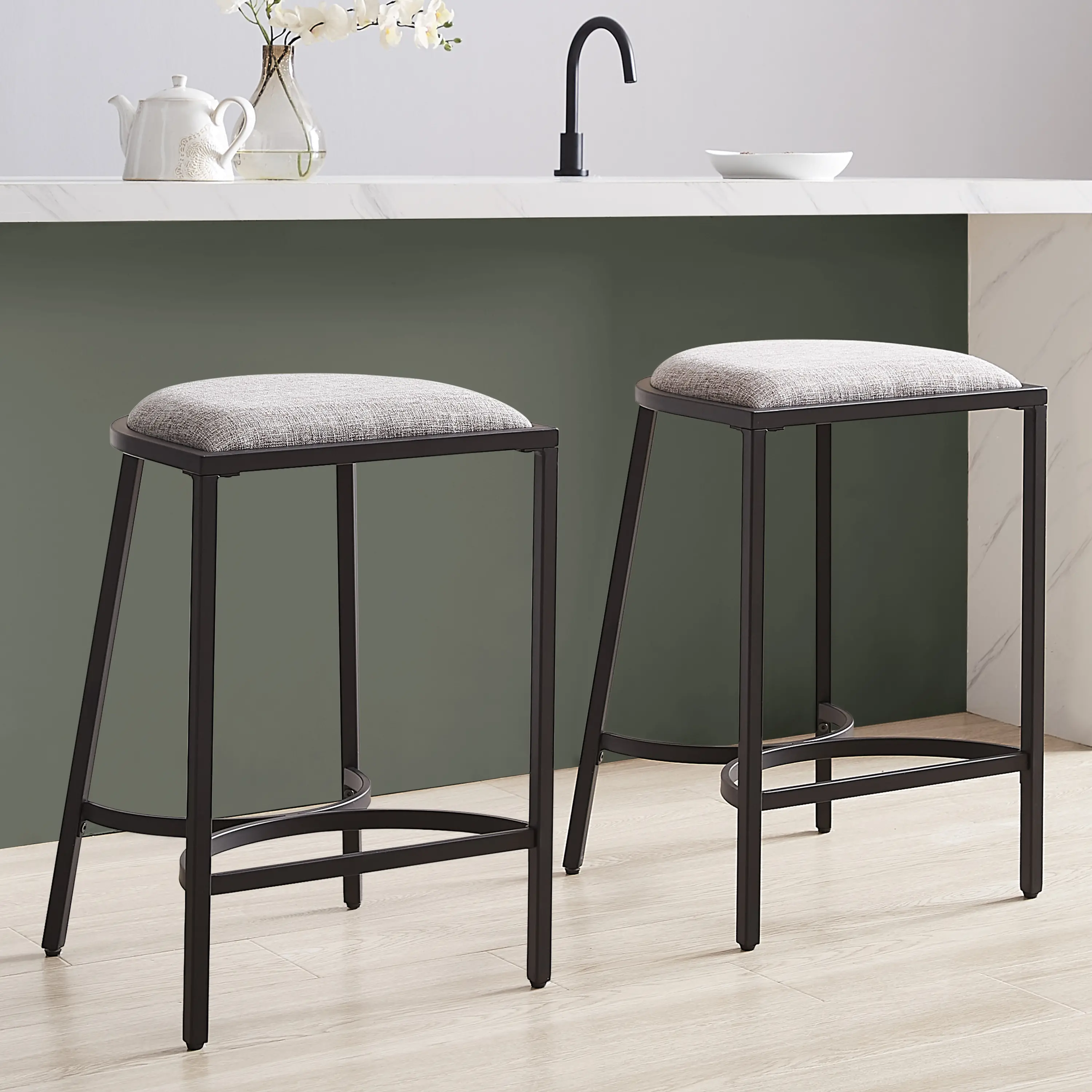 CF502624MB-GY Ellery Black Counter Height Stool, Set of 2 sku CF502624MB-GY