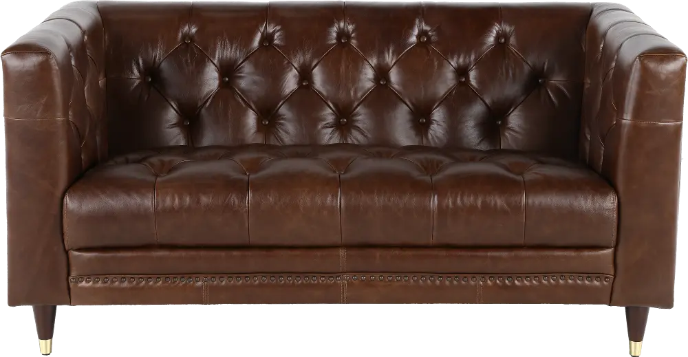 Wheldon Brown Leather Loveseat-1