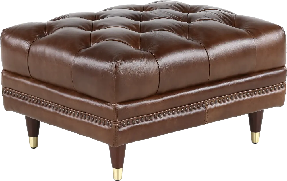 Wheldon Brown Leather Ottoman-1