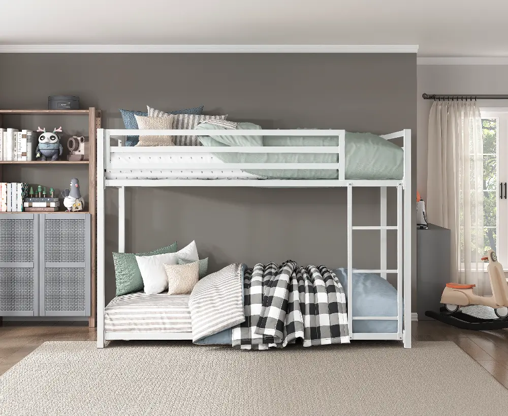 Winnie White Twin-over-Twin Bunk Bed-1