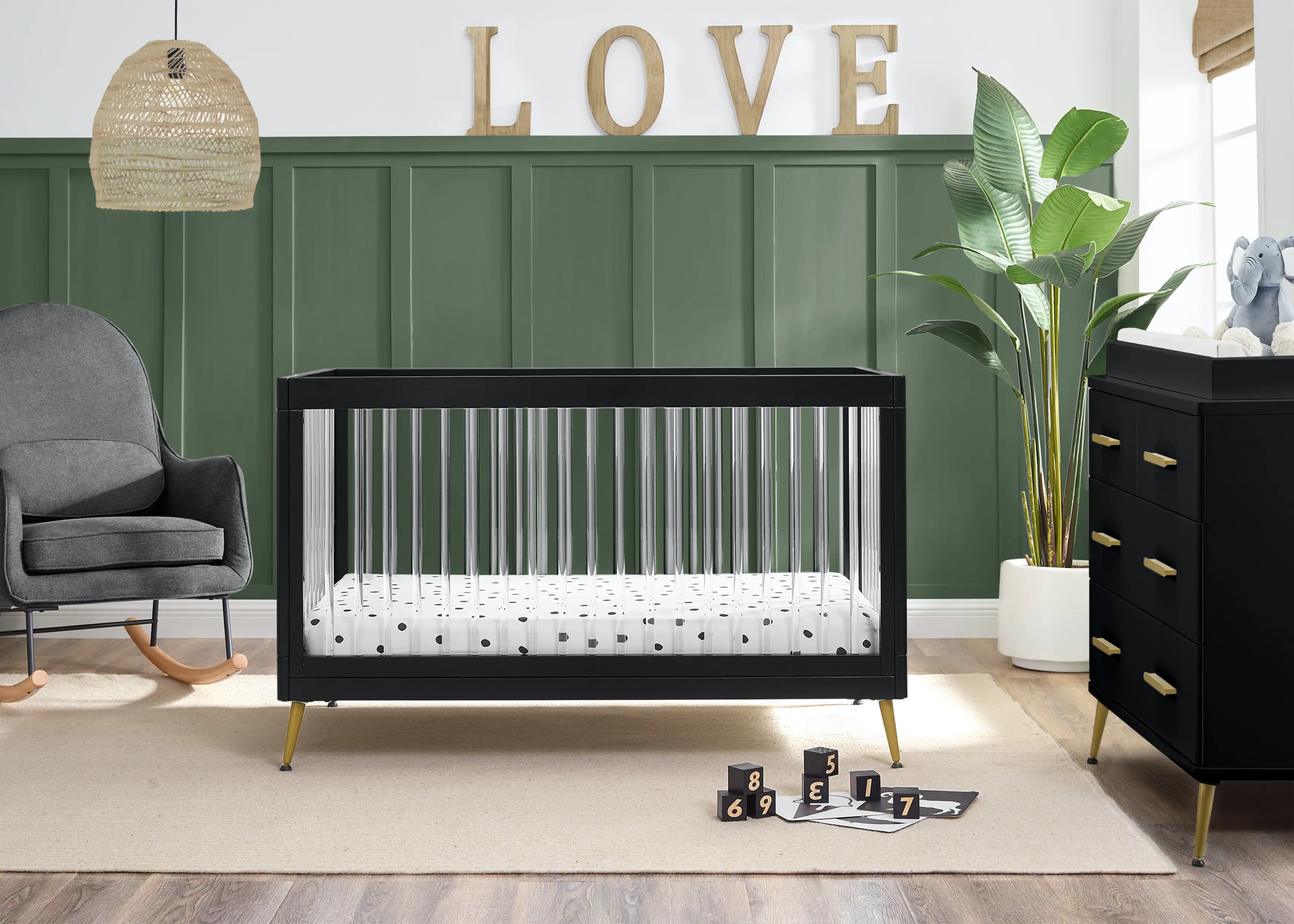 Sloane Black Acrylic 4-in-1 Convertible Crib