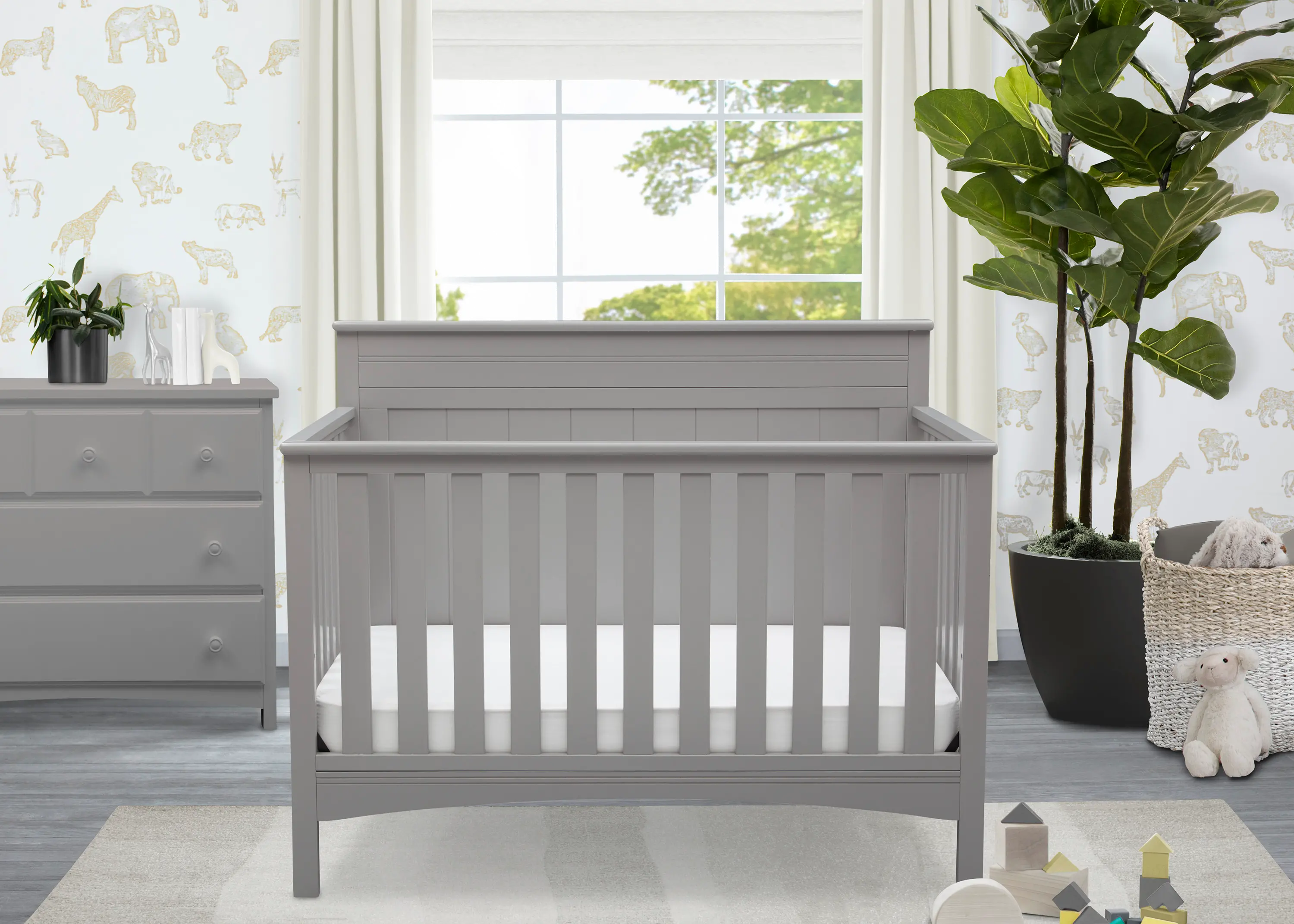 Fancy Gray 4-in-1 Convertible Crib