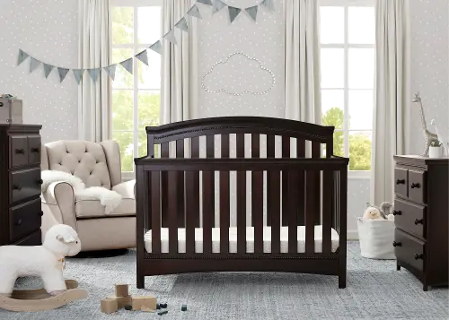 Dark sales brown crib