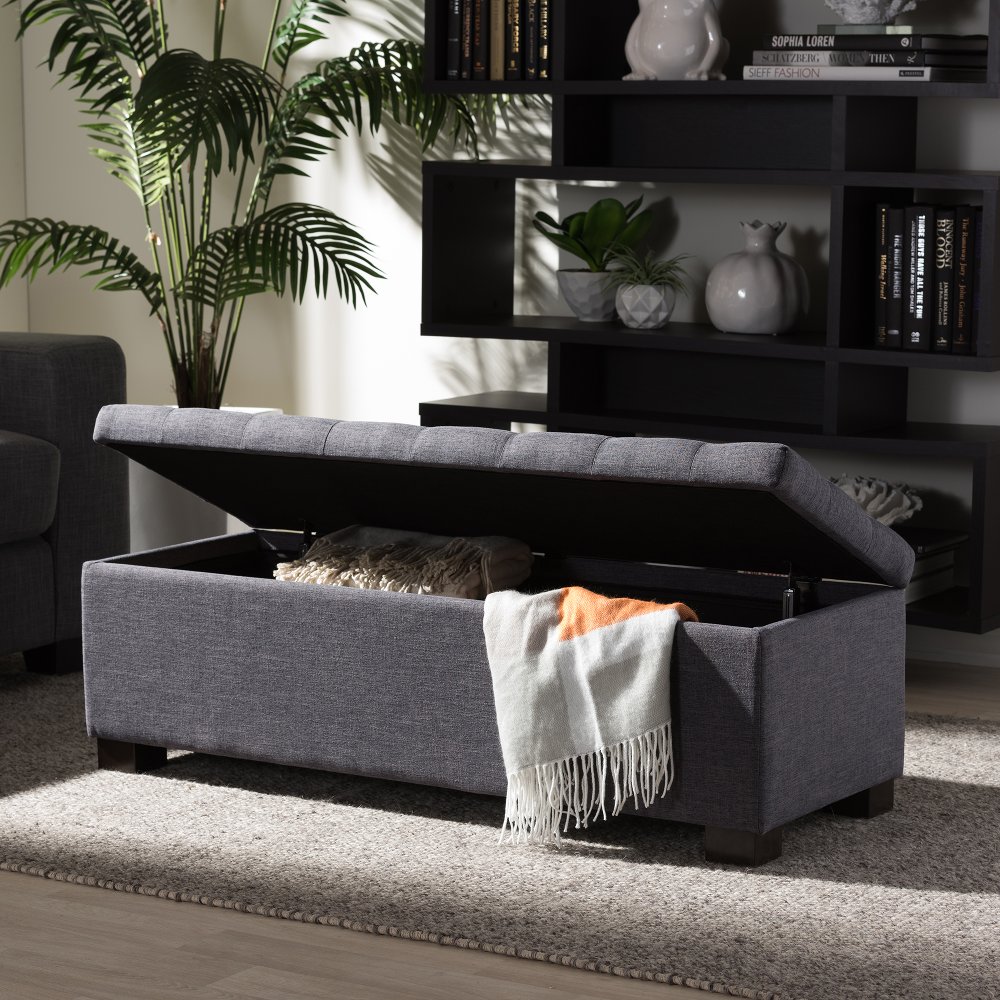 Roanoke Dark Gray Storage Bench