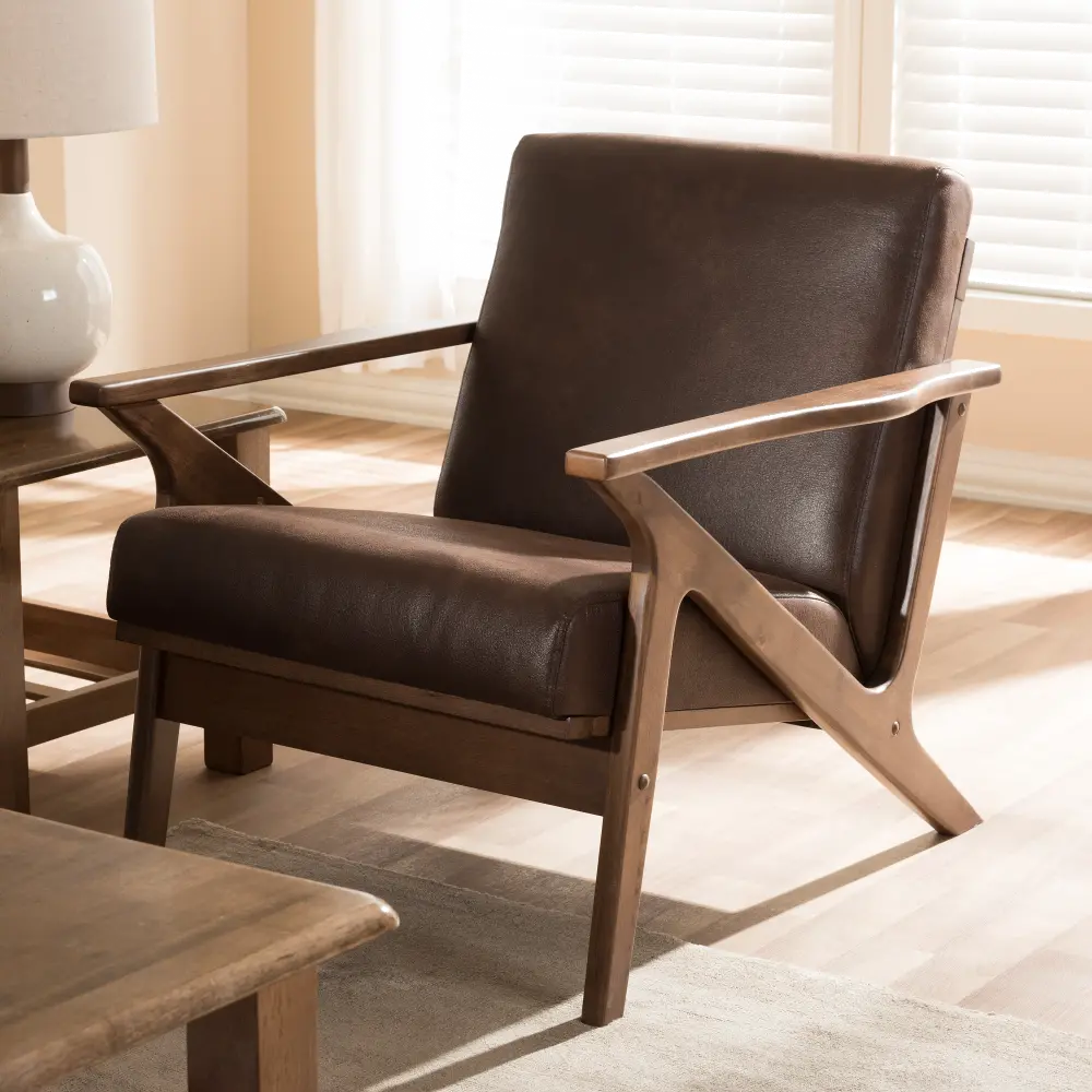 140-7544-RCW Bianca Dark Brown Faux Leather Lounge Chair-1