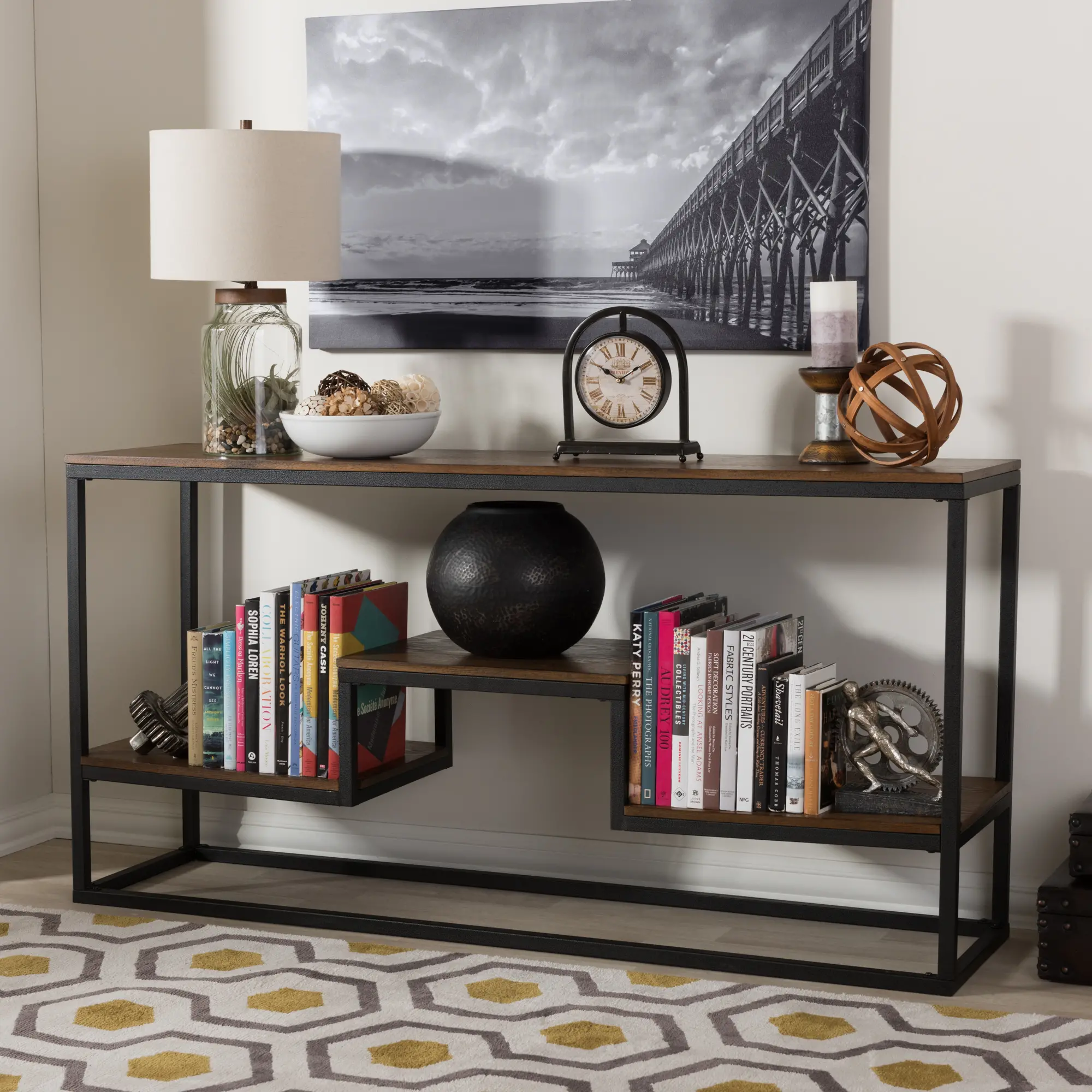 Doreen Industrial Weathered Oak Console Table