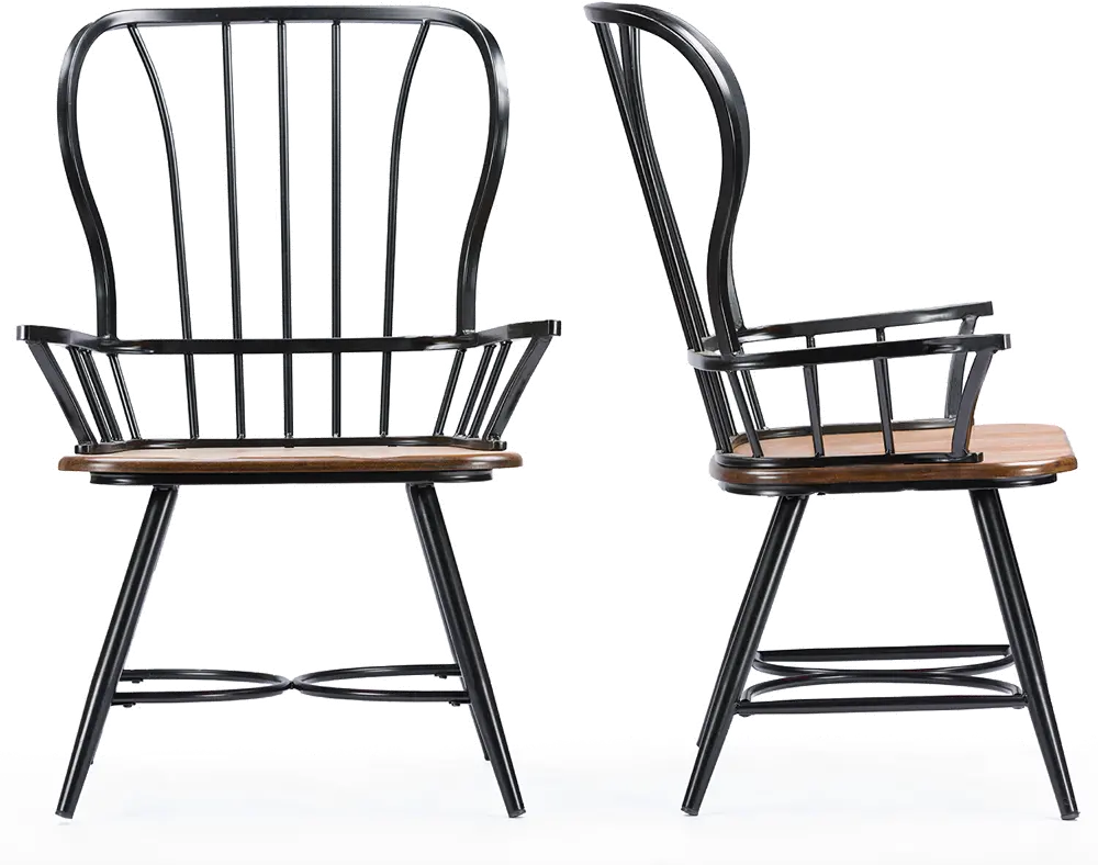 113-6127-RCW Longford Black Metal Dining Armchair (Set of 2)-1