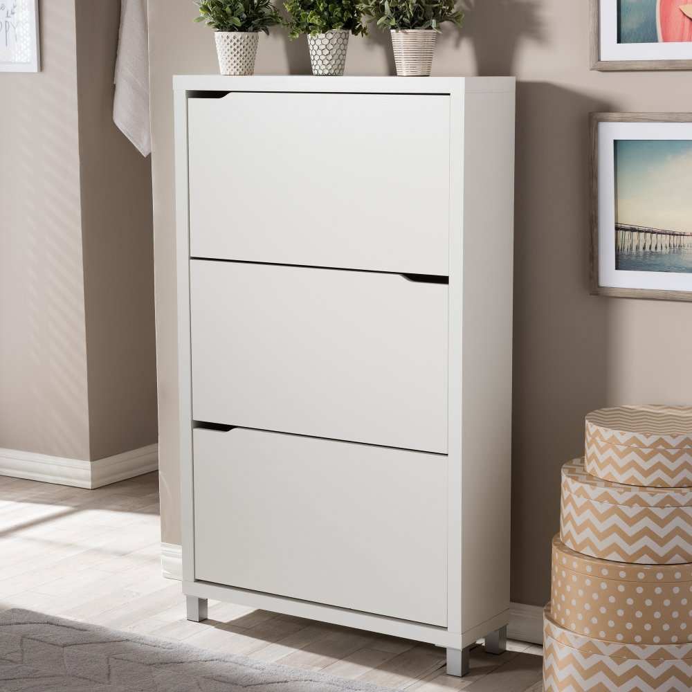 Simms White Modern Shoe Cabinet