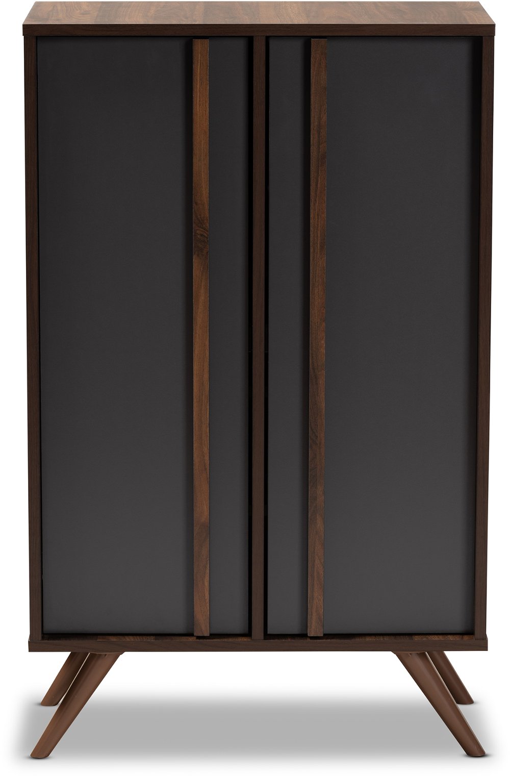 Naoki Gray and Walnut Wood Shoe Cabinet