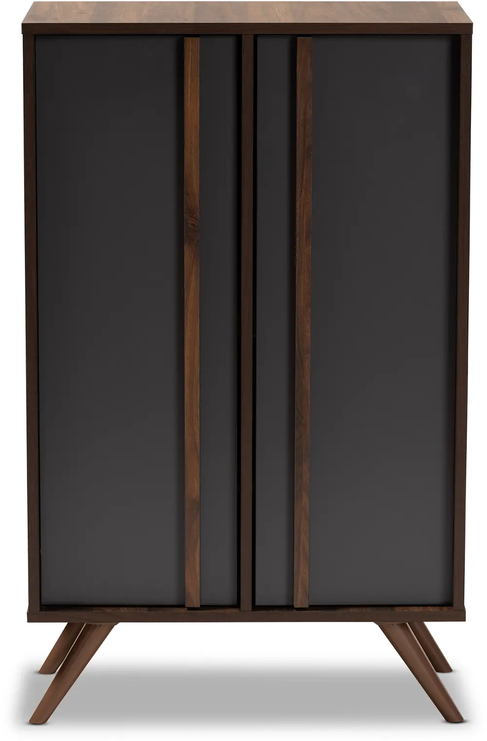 168-10758-RCW Naoki Gray and Walnut Wood Shoe Cabinet-1