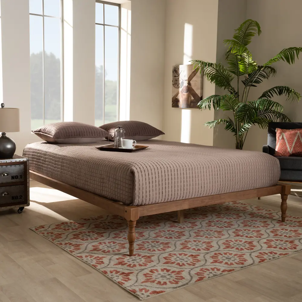 156-9471-RCW Iseline Ash Walnut Full Platform Bed with Turned Legs-2