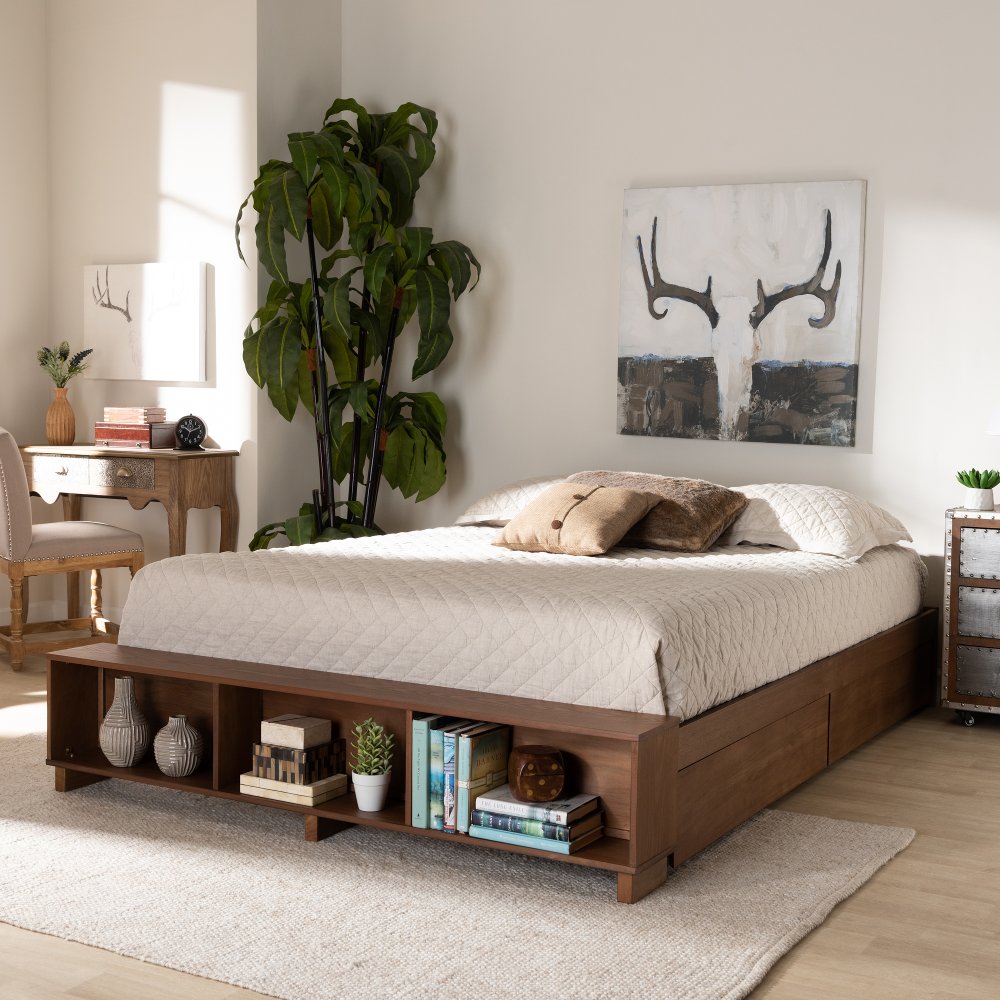 Arthur Ash Walnut Queen Platform Storage Bed