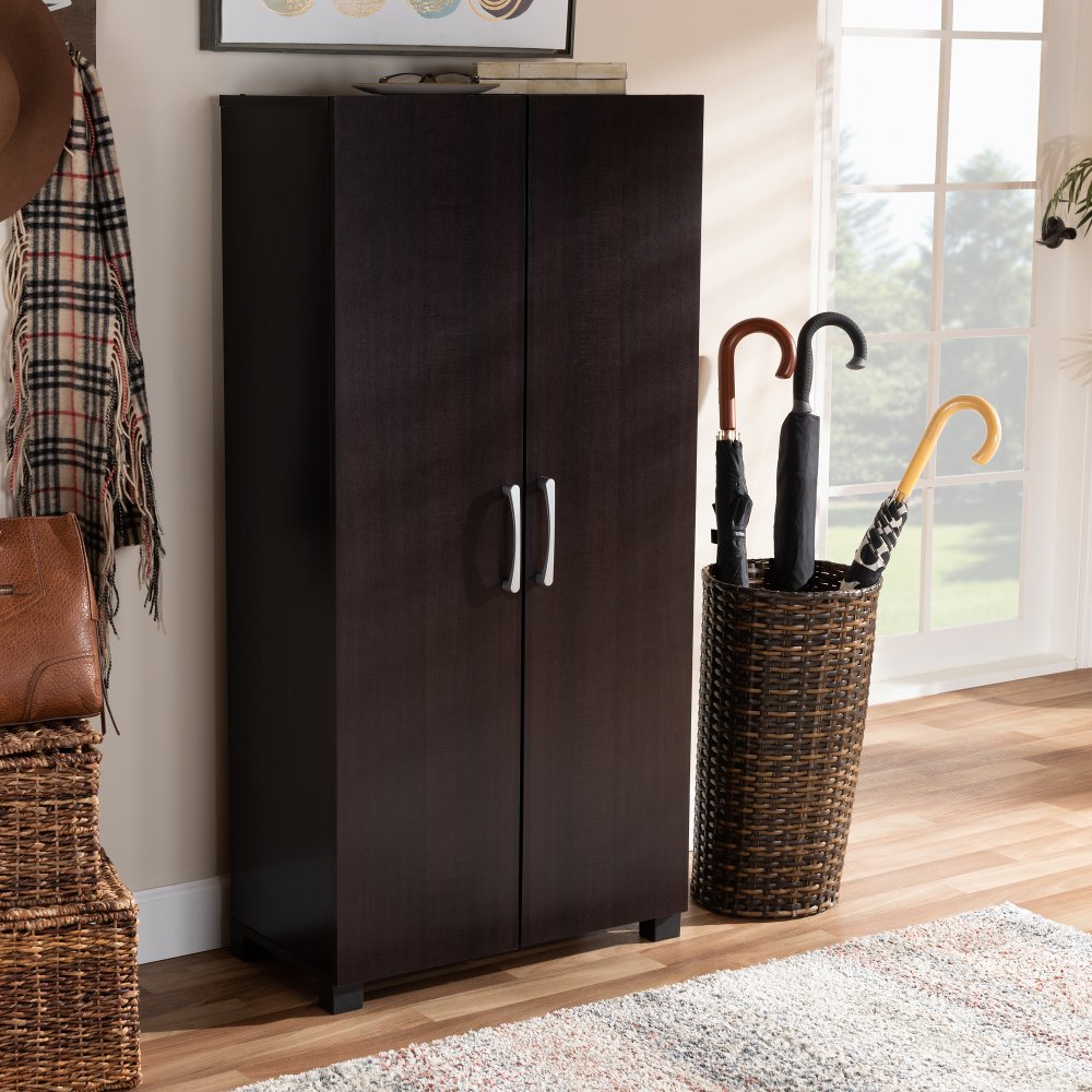 Marine Dark Brown 2-Door Shoe Storage Cabinet