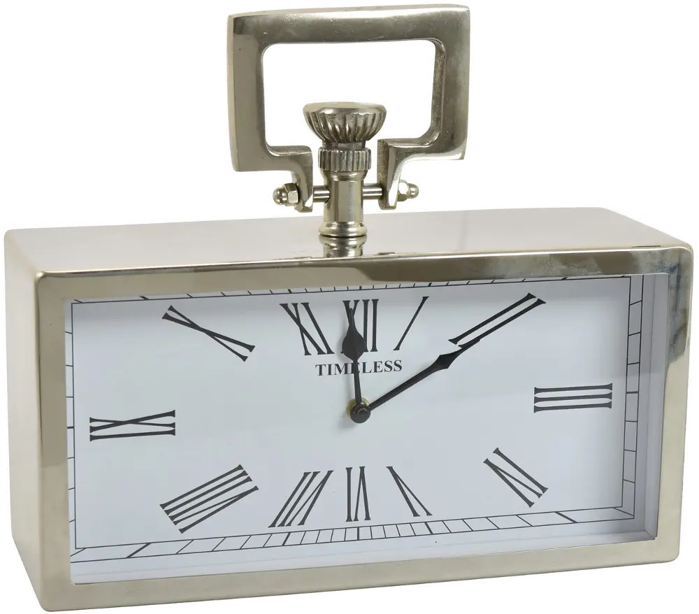 Rectangular Horizontal Silver Clock-1