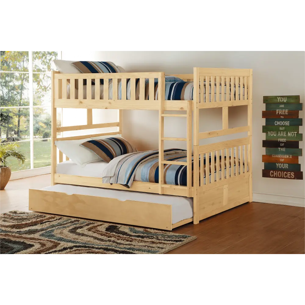 Britton Natural Pine Full-over-Full Bunk Bed with Trundle-1
