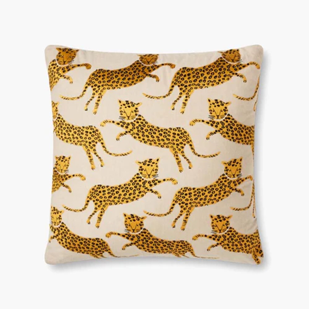 Tan and Gold Leopard Accent Pillow