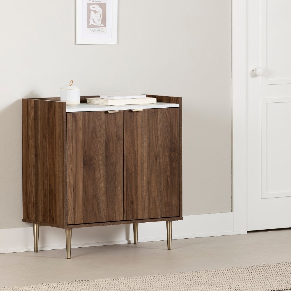 Maliza Walnut and White Storage Cabinet