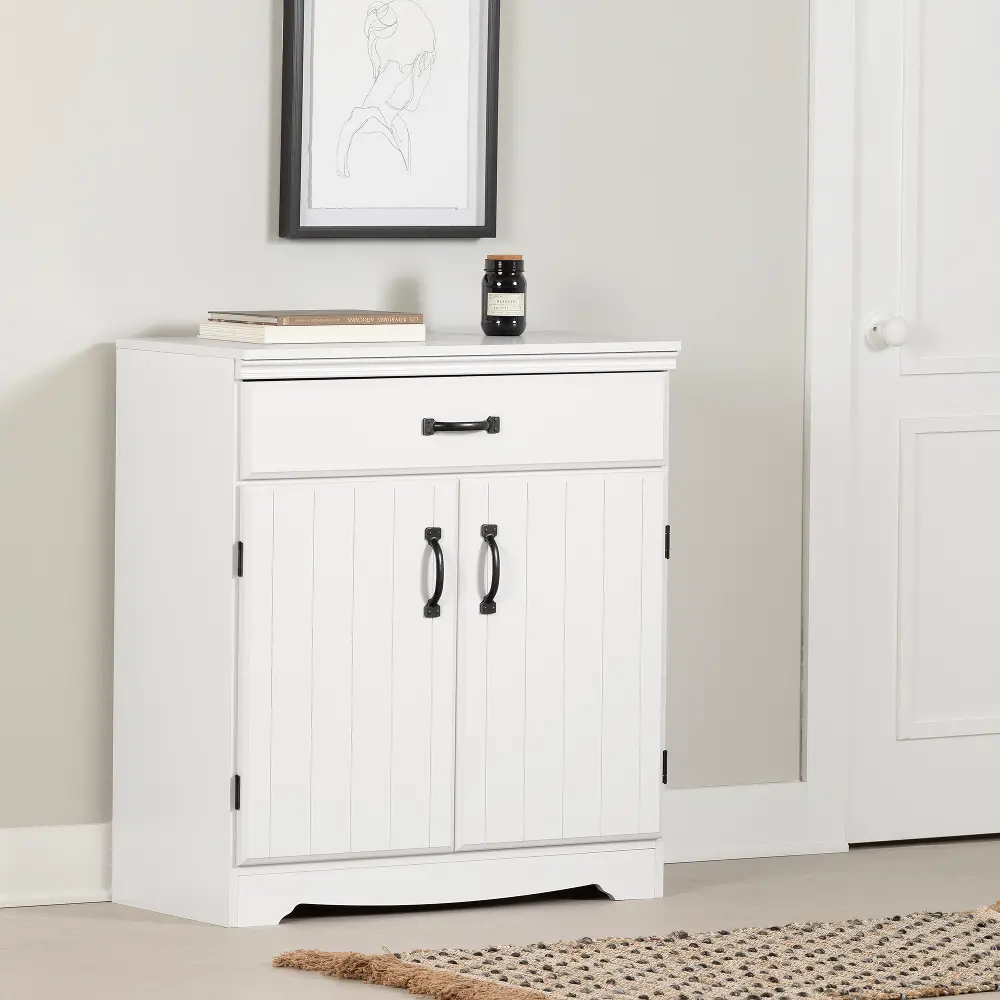 14684 Farnel White Cabinet with Drawer-1