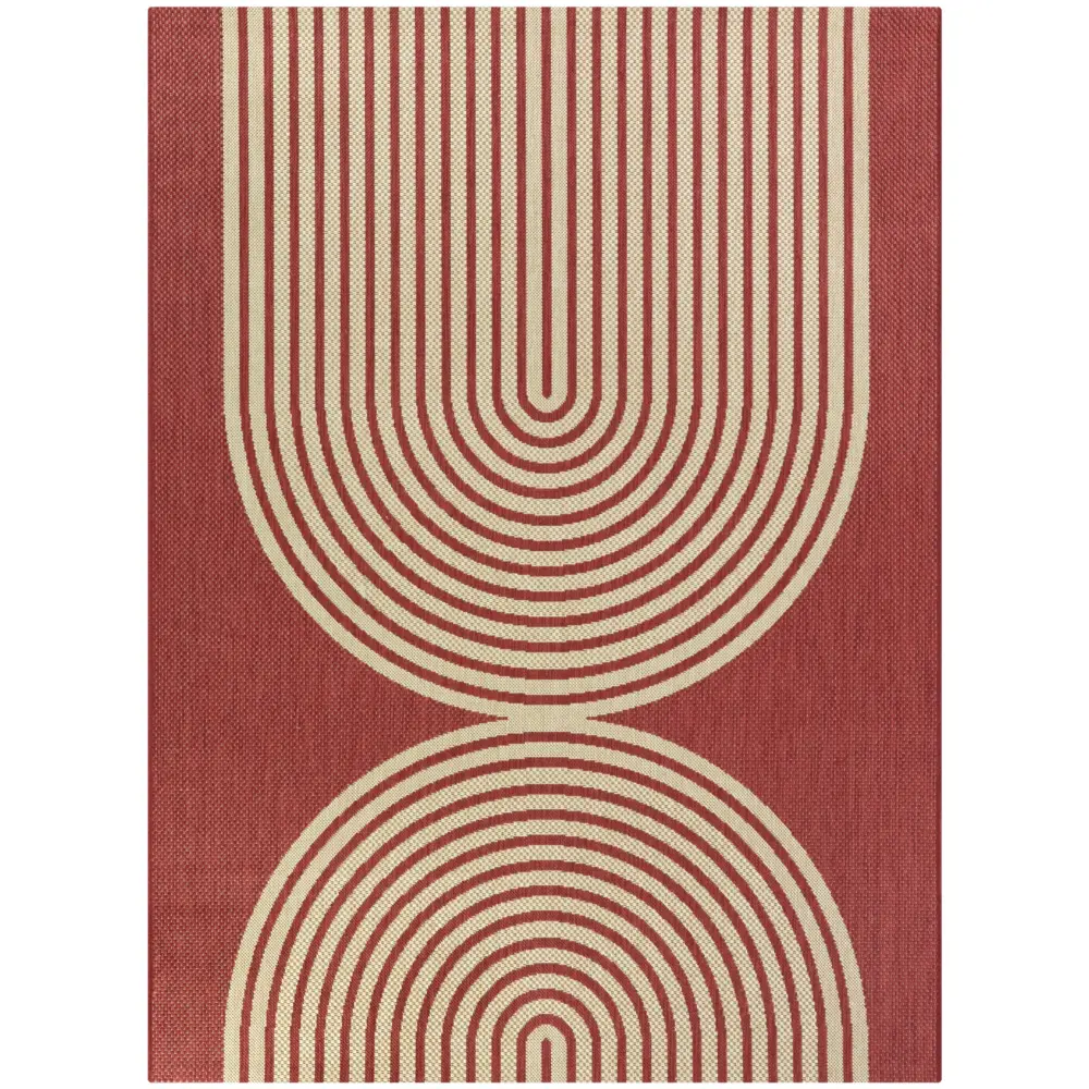 Cerise 8 x 10 Red Transitional Outdoor Patio Rug-1