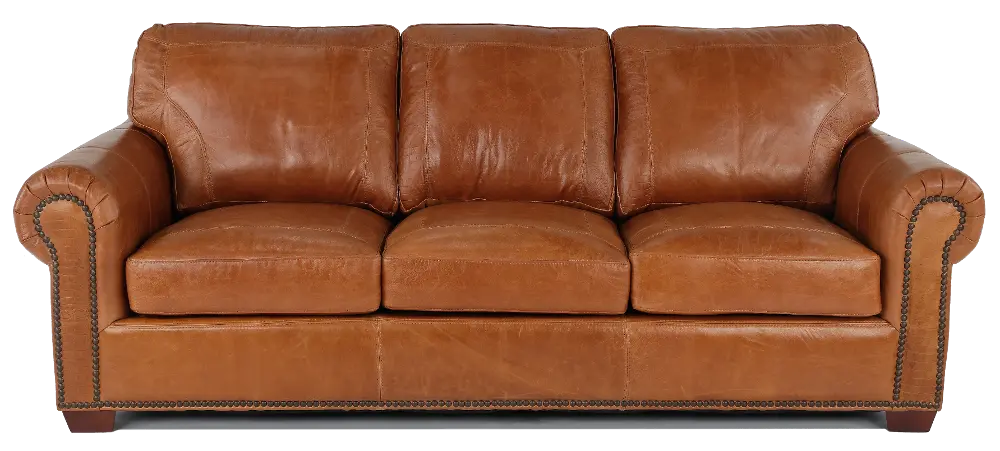 Tahoe Saddle Brown Leather Sofa-1