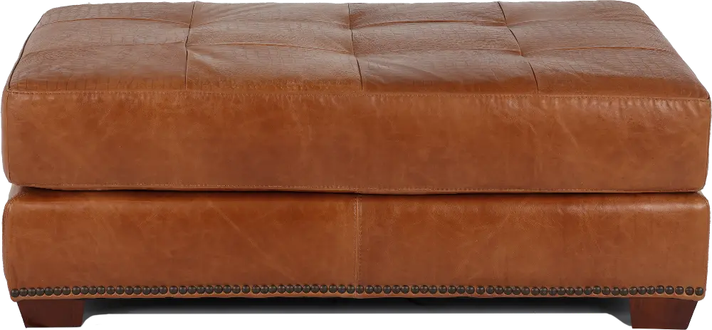 Tahoe Saddle Brown Leather Cocktail Ottoman-1