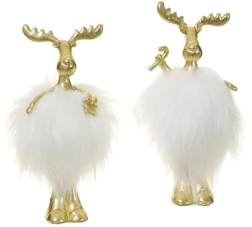 Assorted 6.5 Inch White and Gold Moose-1