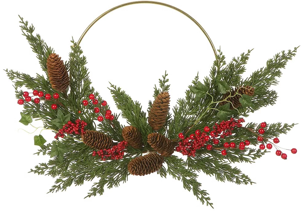 18 Inch Pinecone Berry Wreath-1