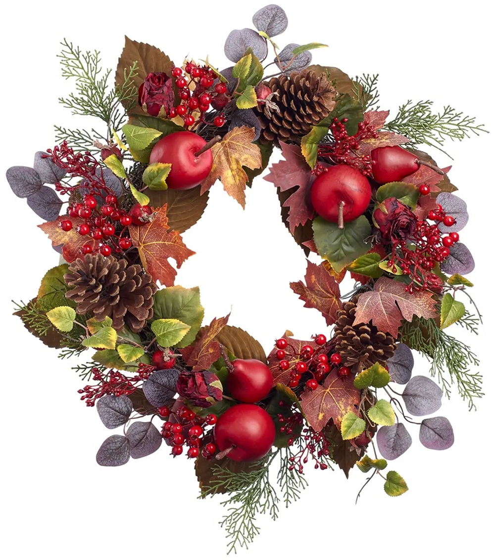 21 Inch Apple, Berry, and Cone Wreath-1