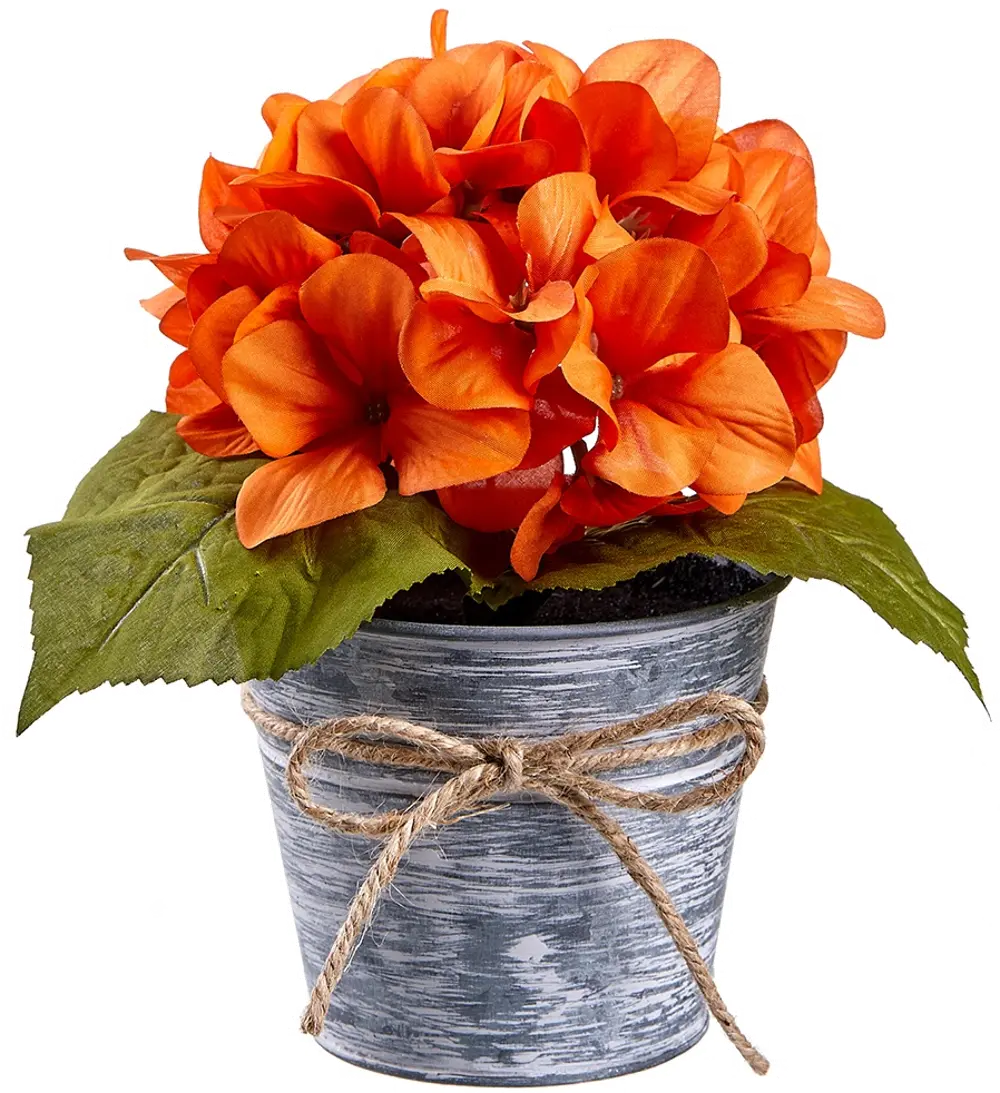8 Inch Hydrangea In Tin Pot-1
