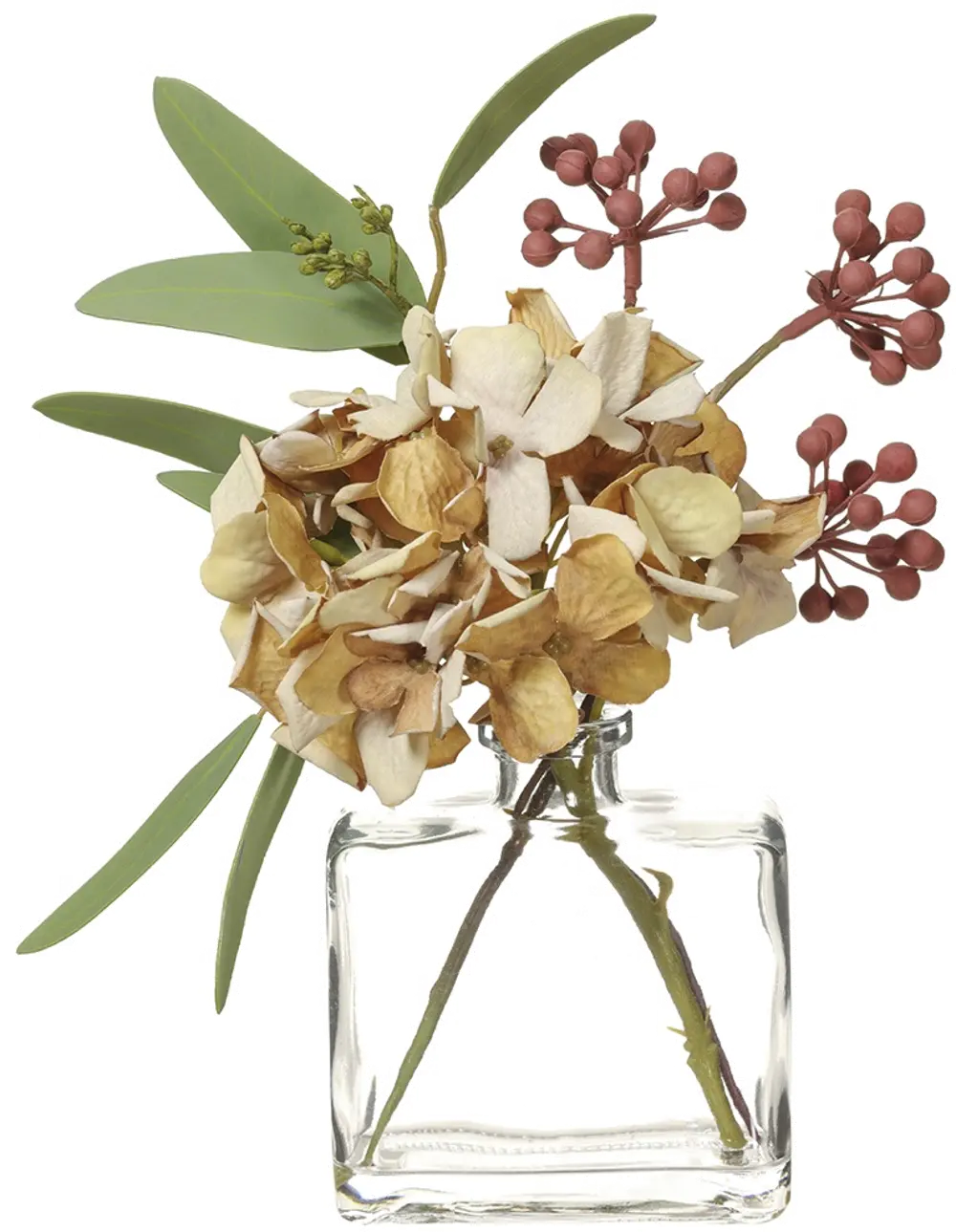 8 Inch Beige Hydrangea Glass Vase-1