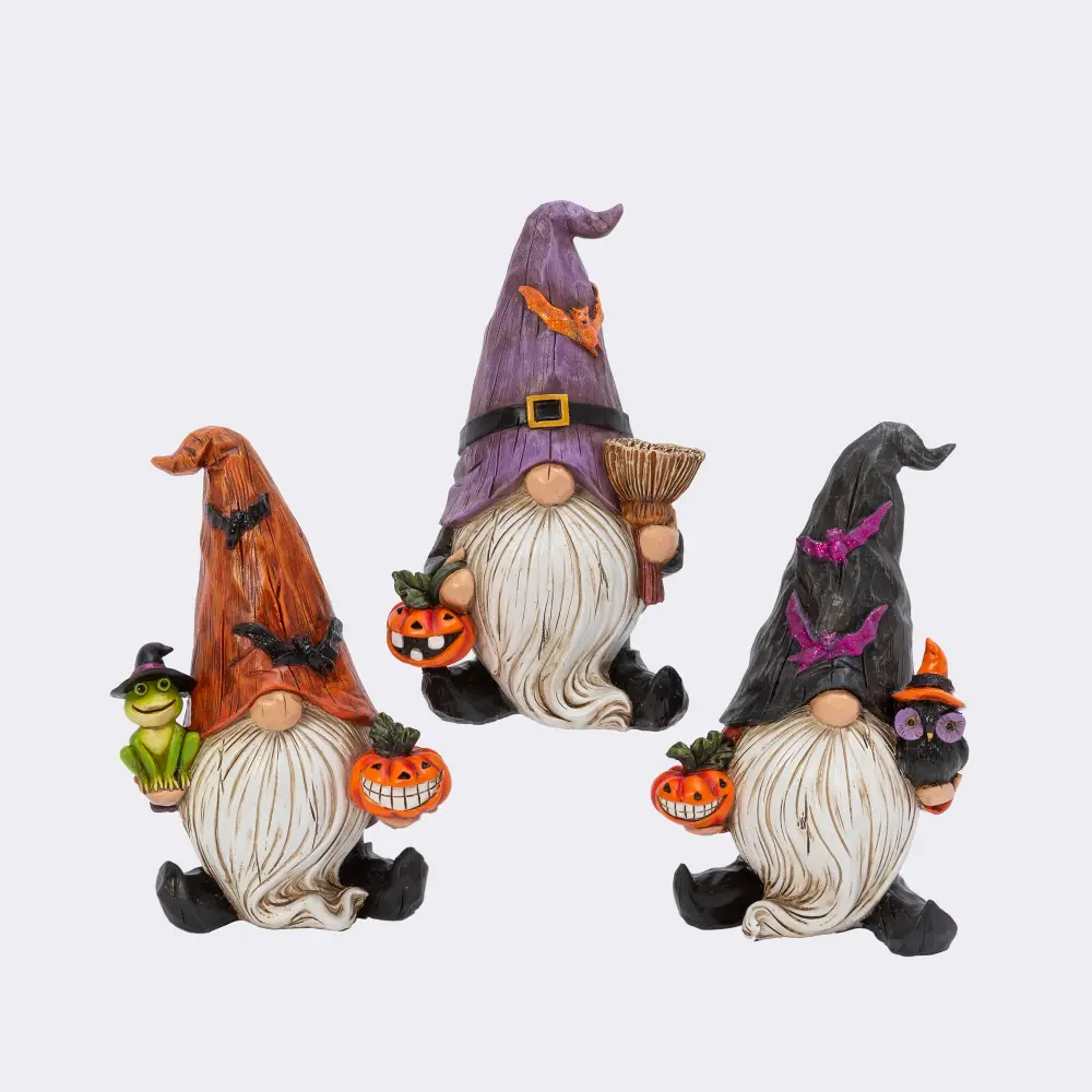 9 Inch Assort Halloween Gnome Figurine-1
