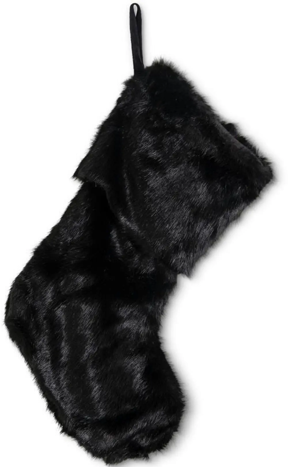 22 Inch Black Faux Fur Stocking-1