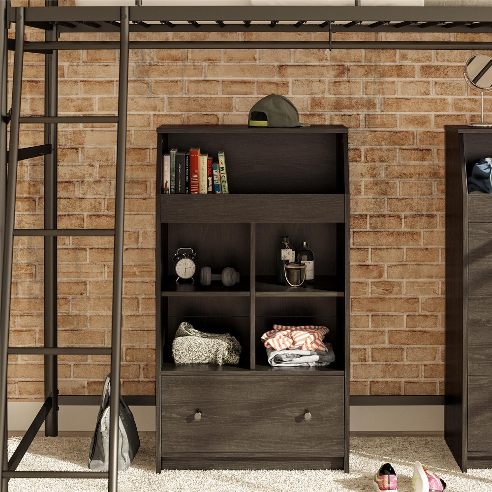 The Loft Black Oak 1-Drawer Storage Tower