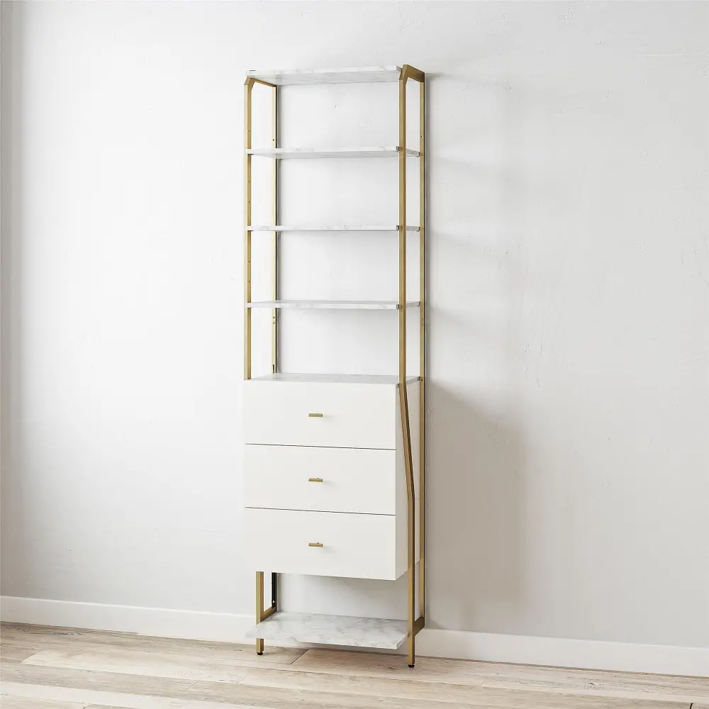 Gwyneth White Marble Closet Drawers & Shelves-1