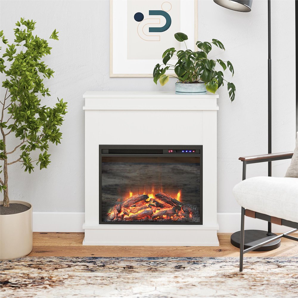 Mateo White Fireplace with Mantel