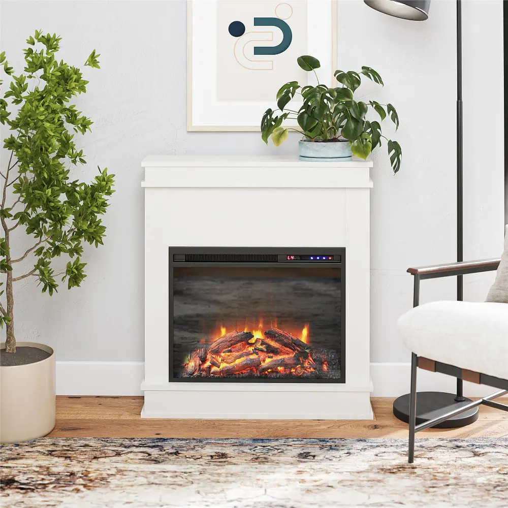 Mateo White Fireplace with Mantel-1