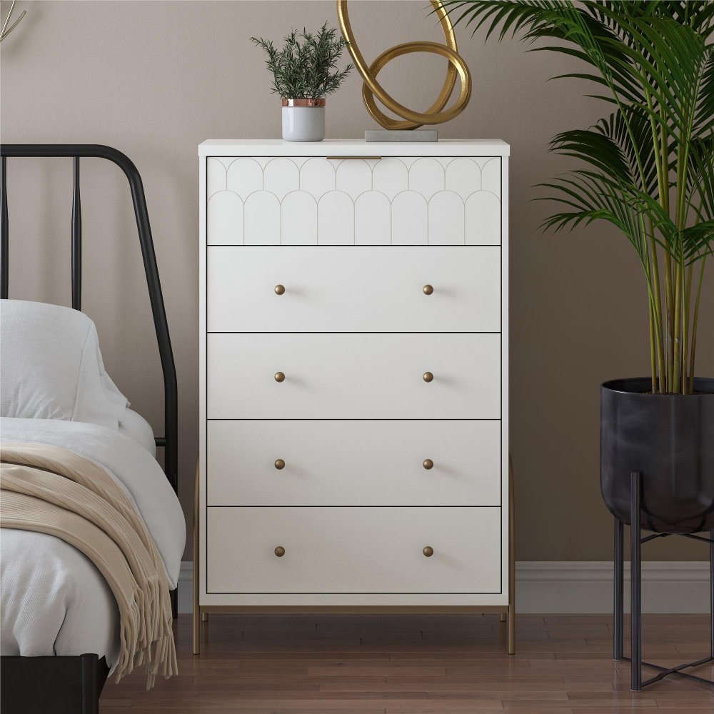 Anastasia White & Gold Chest of Drawers