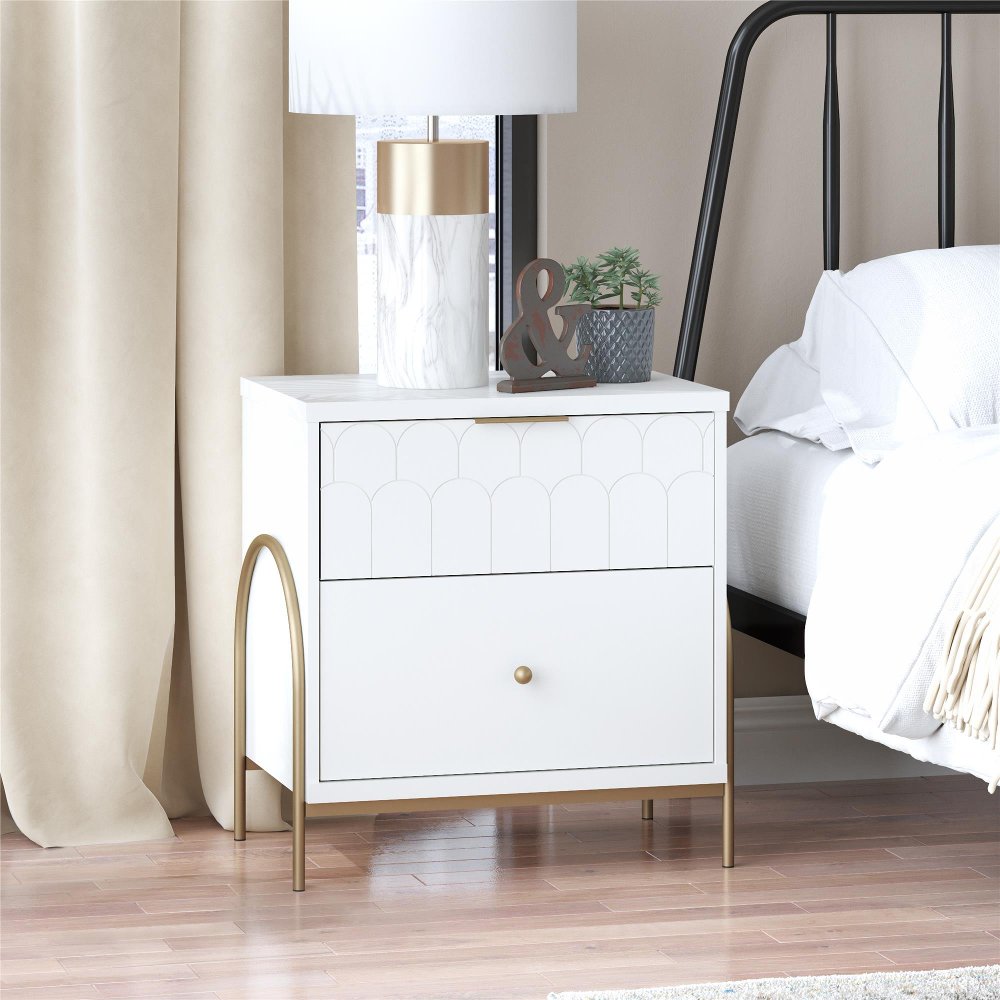 113014082 Anastasia White & Gold Nightstand sku 113014082