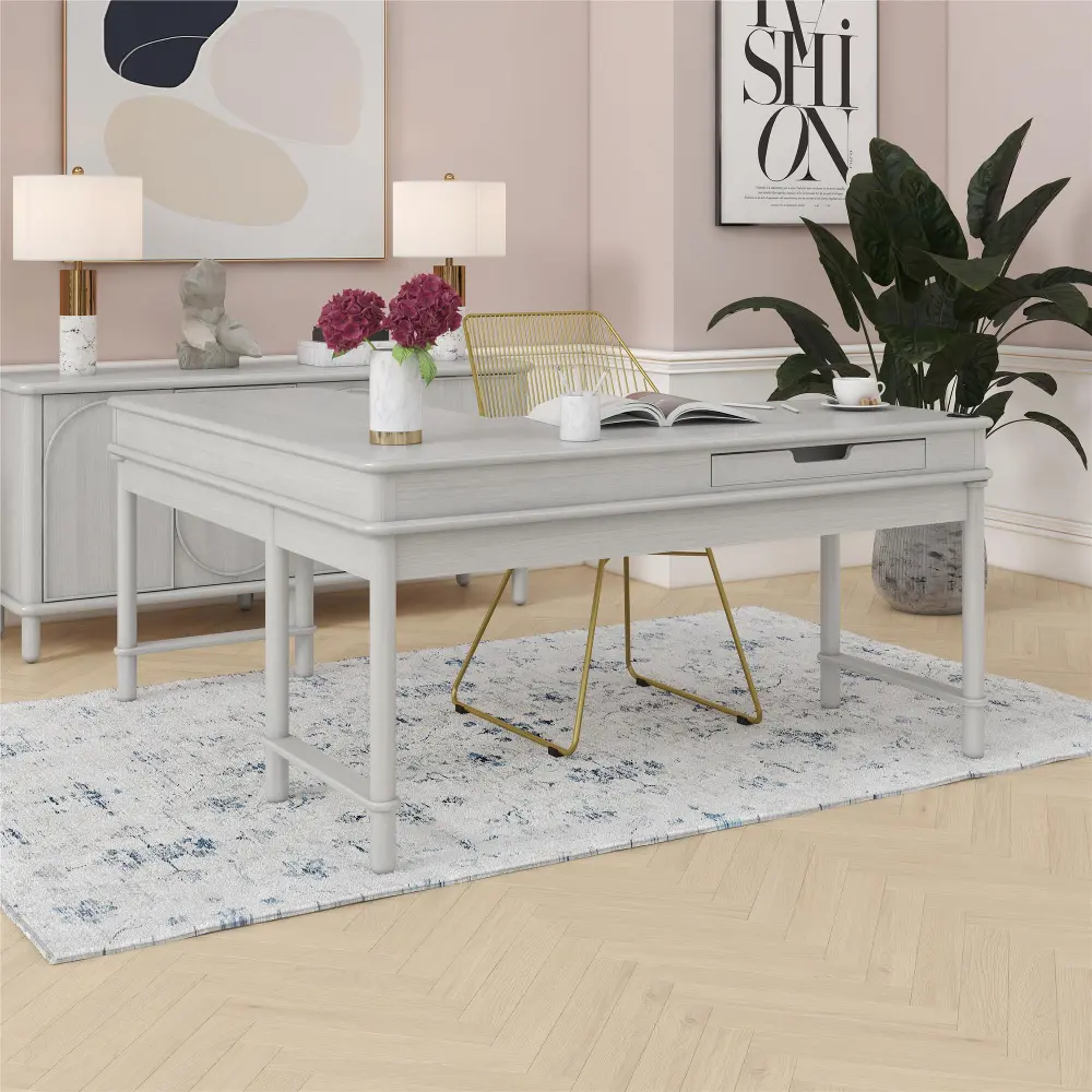 Selena Rustic White Lift-top L-Shaped Desk-1